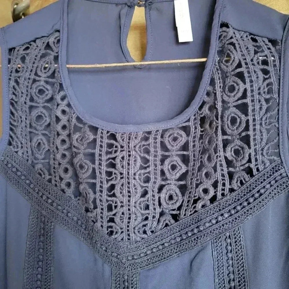 Navy Summer Top Sleeveless Gauzy Light med - Picture 1 of 4